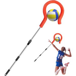 RunNico Adjustable Volleyball Spike Trainer, Volleyball Hitting Practice Equipment with Foam Hook, Portable Handheld Volleyball Training Aid for Beginners Pros Serving Hitting and Jumping Drill