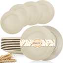 Wrova Wheat Straw Dinner Plates 9 Inch Unbreakable Set of 8 - Dishwasher & Microwave Safe Plastic Plates Reusable - Lightweight Plates for kitchen,camping,salad,appetizer - Beige