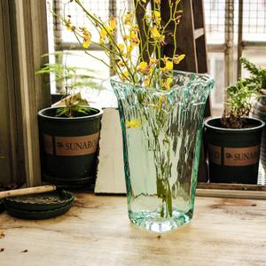 Crystal Clear Glass Flower Vase for Home Wedding Moden Centerpieces Decorative (Green)
