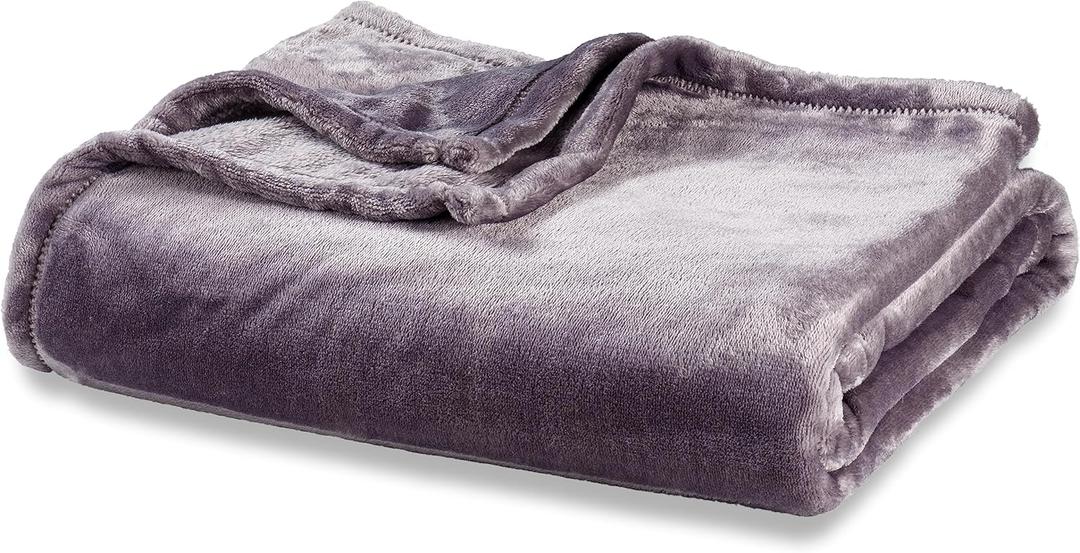 Berkshire Blanket Classic VelvetLoft Solid Throw Blanket, Lightweight Soft Fuzzy Plush Throw Blanket for Bed and Couch, Grey Heron, 50x60 Inches