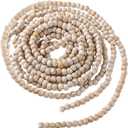 16 Feet Christmas Wood Bead Garland Wooden Bead Garland for Christmas Tree Holiday Decoration (Retro White)