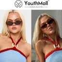 Retro Oval Sunglasses for Women Small Oval 90s Sunnies Trendy Narrow Cat Eye Vintage Shades 2 Pack