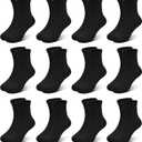 Kids Socks 12 Pairs Crew Socks for Toddler Boys Girls 1-14 Years Athletic Mid Cut Socks Multipack Black White