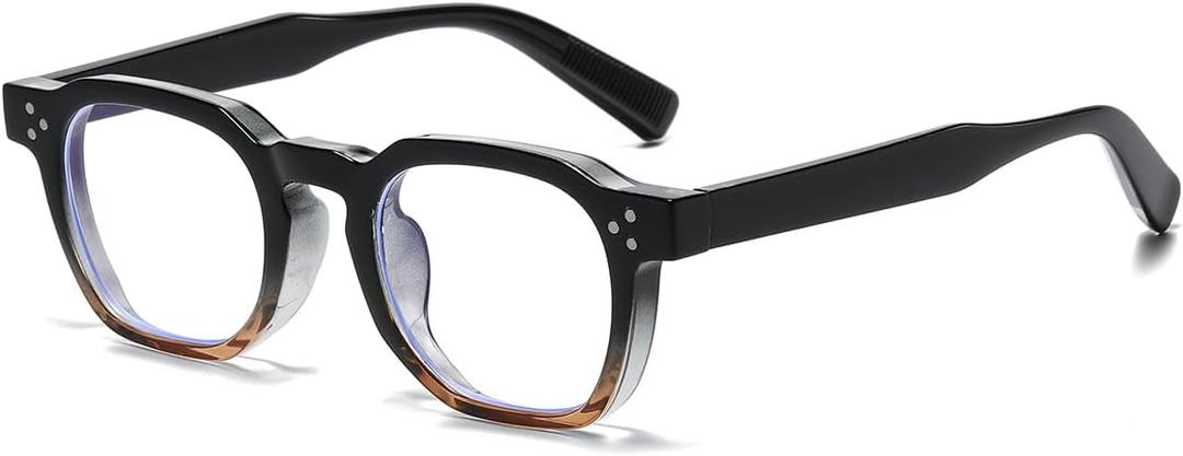 Gleyemor Blue Light Glasses for Men Women, Vintage Mens Glasses Frame Womens Computer Glasses (Black&Champagne)
