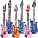 ArtCreativity Rock Guitar Inflates, Set of 12, Decorations for Music Themed Parties, 23 Inch Long Guitar Balloons, Fun Pretend Play Accessories, Inflatable Toys for Kids, Assorted Colors