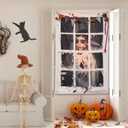 3 x Halloween Window Curtains, 31.5 * 47.2" Scary Halloween Window Decorations, Boy Ghost Decor for Indoor Outdoor Party Wall Door, with Hanging Accessories