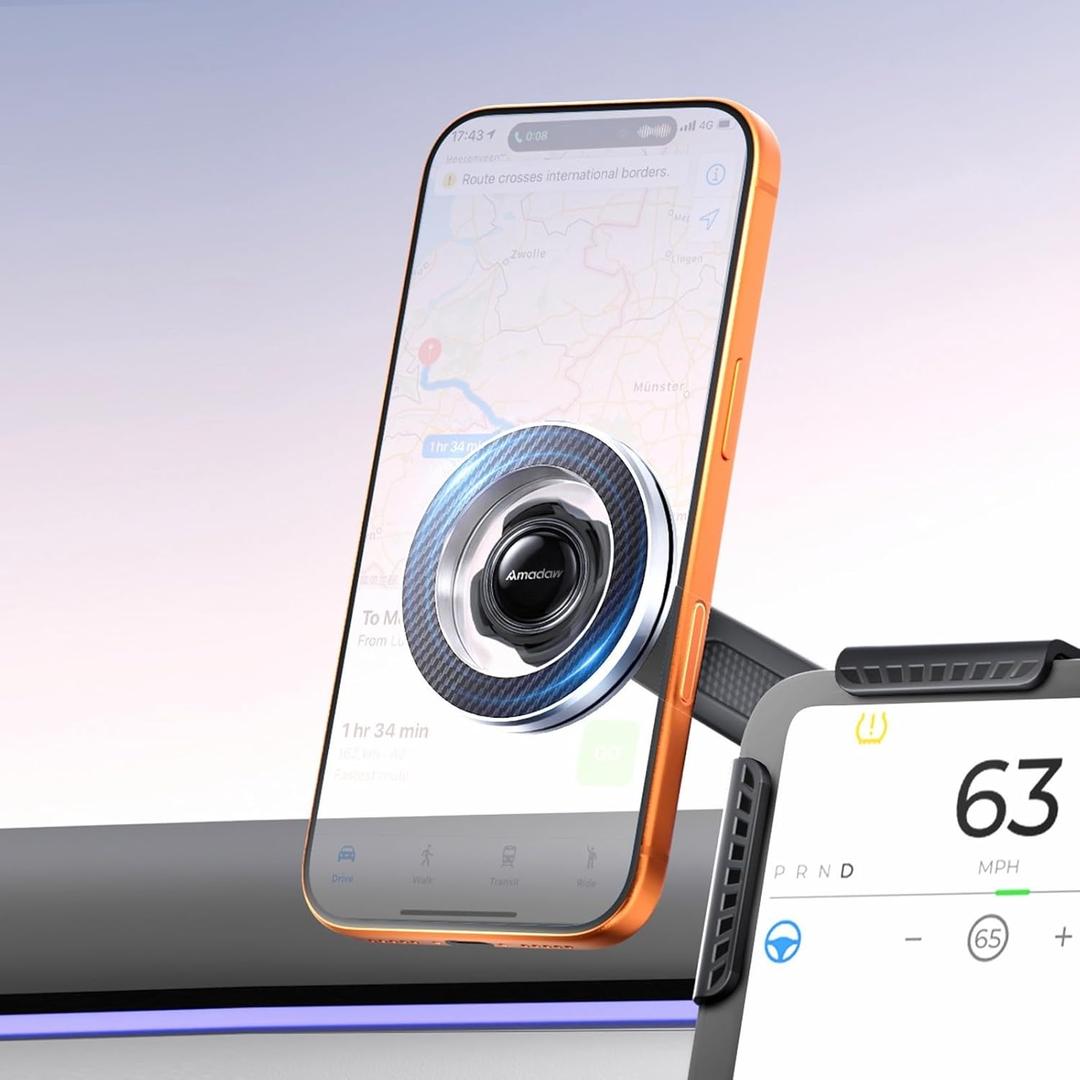 Upgraded MagSafe Tesla Phone Mount for Model Y Juniper & Model 3, No Adhesive  Rock-Solid Stability Screen Clamp Phone Holder, 360 Adjustable, Compatible with All Phones, Tesla Accessories