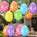 12 Pack 16 Inch, 24 Inch Easter Inflatable Eggs Jumbo Outdoor Decorations Easter Blow up Yard Decorations Gaint Big Yard Lawn Decor Kids Toys Bunny Colorful Eggs Inflatable Ornaments for Garden