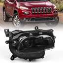 Huray Headlight Assembly for Jeep Cherokee 2014-2018 [Only for Halogen Type] [Black] OE Head Lamp Replacement Passenger Side