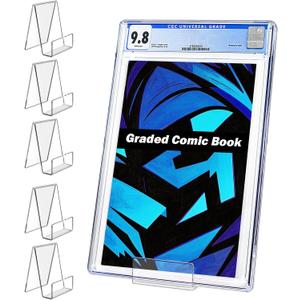 Graded Comic Book Display Stands, Clear Acrylic Comic Book Display Shelves - 6 Pack