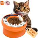 Bonbonpaws Interactive Cat Slow Feeder Bowl – Puzzle Bowl for Indoor Cats & Dogs, Kitten Puzzles Toys Treat Dispensing Food Dispenser (Orange)