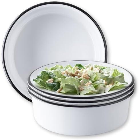 Tablecraft Melamine Dessert Side Bowls, Coupe Dishes, Vintage White with Black Rim Heavy Duty Break Resistant Premium Commercial Foodservice Restaurant Hospitality Use, 8.5" Round, 1.75 Qt, 3 Pcs