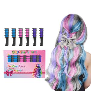 New Hair Chalk Comb Temporary Hair Color Dye for Girls Kids with Light Color Hair, Washable Hair Chalk for Girls Age 4 5 6 7 8 9 10 Birthday Cosplay DIY Christmas (Blue & Pink & Purple)