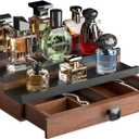 Cologne Organizer for Men: with Drawer, 3 Tier Wooden Cologne Stand Desktop Perfume Display Shelf, Bedroom Dresser Makeup Lotion Jewelry Storage Organizer