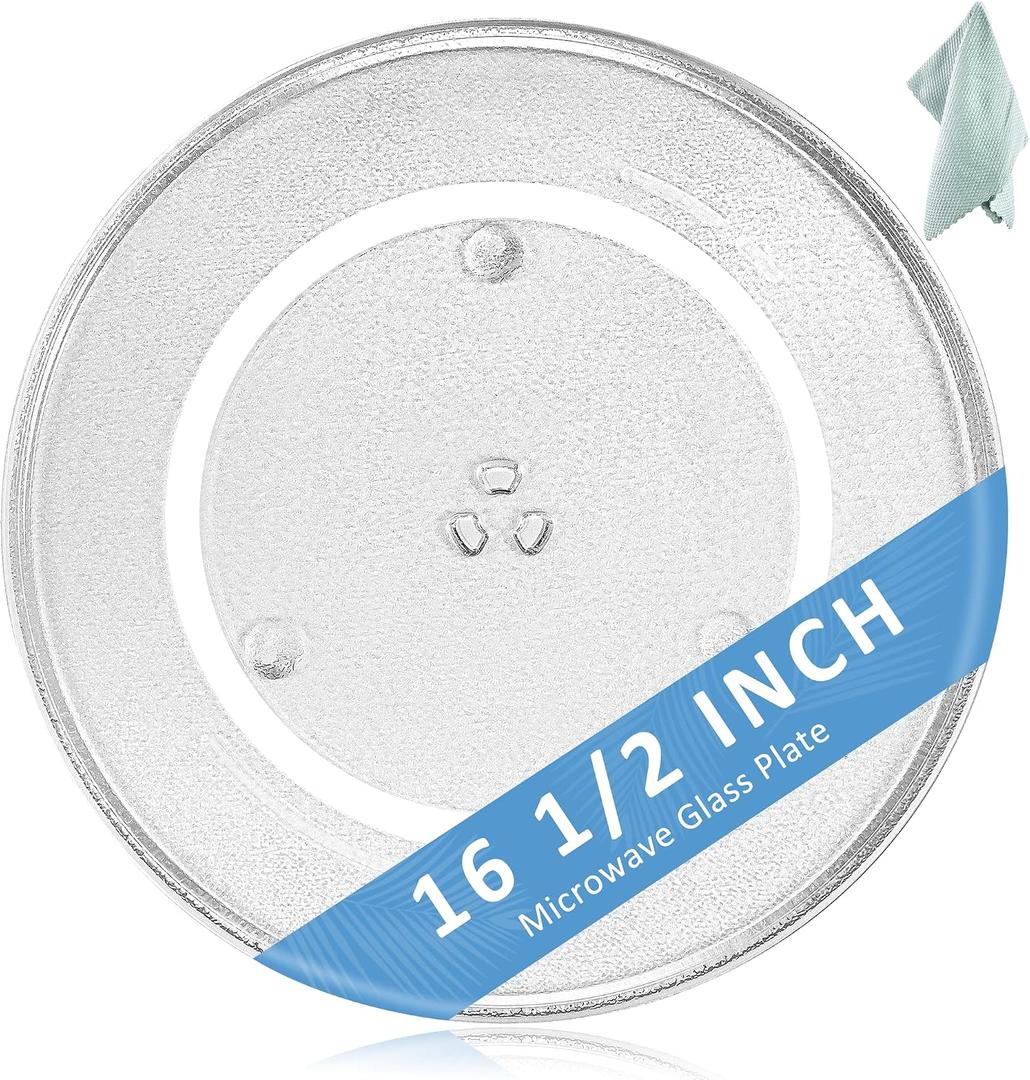 16.5" Microwave Glass Plate Compatible with Pana.sonic G.E Microwaves WB48X10046 Turntable Plate Replace F06014M00AP WB48X29704 5304519348 WPW10510836 Fit for Frigi-daire Whi-rlpool by Fetechmate