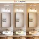 Keonjinn Brushed Nickel Bathroom Light Fixtures, 4-Light Vintage Vanity Lights for Mirror with Frosted Glass Shades, UL Listed E26 Base Reversible Vanity Lighting Fixtures for Wall(Bulbs Not Included)