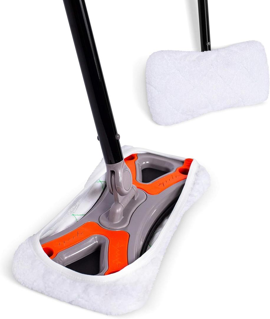 Dust Cleaning Sweeper Mopping - Orange and Grey Durable Mop Set - Lightweight - Great for Kitchen, Home, Garage and Office - Hardwood Tile Laminate Floor Cleaner - Removable Slipper