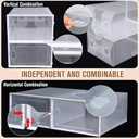 CroBlissful 12 Pack Large Shoe Storage Box Fit Size 10 Soft Plastic Closet Clear Shoe Organizer with Lids, Detachable Stackable Connectable Horizontally Vertically Foldable Sneaker Storage Bin