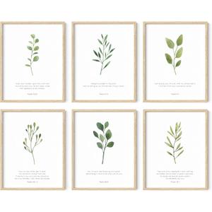 2 x HAUS AND HUES Bible Verses Wall Decor Set of 6 Christian Scripture Prints, Inspirational Bible Verse Art, Religious Wall Art, Scripture Posters (Unframed, 11x14)
