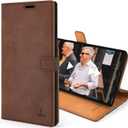 Snakehive Samsung Galaxy S22 Ultra Leather Case | Genuine Leather Wallet Phone Case with Card Holder | Flip Folio Case/Cover with Stand | Compatible with Samsung Galaxy S22 Ultra | (Brown)