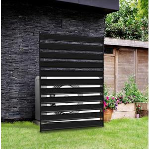 38" W x 60" H Air Conditioner Fence Screen, 1 Panels Metal Privacy Fence for Outside Unit, Pool Equipment Enclosure Trash Can Fence, No Dig Backyard Fencing for Outdoor, Black