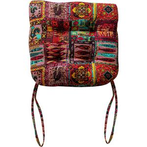 vctops Boho Chair Cushions with Ties Patchwork U-Shaped Soft Cozy Cotton Linen Chair Pads Non Slip Seat Cushions for Indoor Dining Room and Kitchen Chairs (Pink B,16"x16")