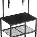 23 Inch to 50 Inch Floor Small Corner TV Stand with Storage Shelves for Living Room Bedroom, Universal Floor Television Stands with Mount, Farmhouse Black TV Table Desk Shelf for Small Spaces