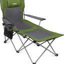 apollo walker Reclining Beach Chair, Adjustable 90-135° Backrest Camping Lounge Chairs for Adults, Folding Chair with Foot Rest & Detachable Pillow - Standard 6-Leg, Green