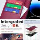 OCASE Compatible with iPhone 15 Wallet Case, PU Leather Flip Folio Case with Card Holders RFID Blocking Kickstand [Shockproof TPU Inner Shell] Phone Cover 6.1 Inch 2023, Burgundy