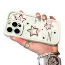 Cutecasee Phone Case for Women/Girls, Cute Stars Silicone Shockproof Phone Case Compatible with iPhone Xs MAX, White with Pink Starts