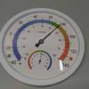 Indoor Outdoor Thermo-Hygrometer, 10 Inch Battery-Free, Dual Dial Large Numbers Analog Wall Thermometer Hygrometer, Classic Temperature Humidity Monitor for Patio, Nursery, Storage (White)