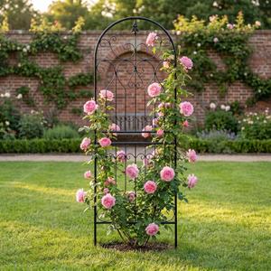Trellis for Climbing Plants 70.8" H x 24.5" W Metal Premium Quality Material Rust-Resistant Climbing Frame Stylish Garden Addition Outdoor Roses Vine Ivy Clematis Trellises Black 1 Pack
