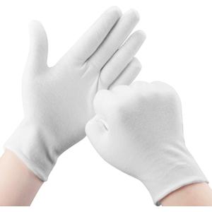30 Pcs White Cotton Gloves for Dry Hands Moisturizing Eczema Overnight, Men and Women Stretchable Cloth White Gloves for Coin Jewelry Silver Inspection Halloween