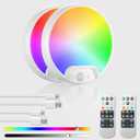 Homelist 2 Pack Rechargeable RGB Shower Light with Remote, Battery Operated Ceiling Light No Wiring - 10 Colors Changing for Shower Bathroom, Bedroom, Livingroom