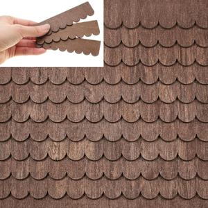 Wenqik 100 Strips Dollhouse Roof Shingles 4.25 x 1.14 Inches Each Mini Fish Scale Wooden Dollhouse Miniature Roofing for 1: 12 Scale Doll House Projects DIY Miniature Landscapes (Brown)