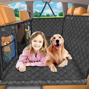 URPOWER Back Seat Extender for Dogs - Hard Bottom Dog Car Seat Cover Holds 420 lbs, Waterproof Dog Hammock Dogs Bed for Cars, SUVs & Small Trucks, Pet Backseat Protector with Mesh Window & Large Space, M, Black