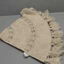 Boho Bathroom Rugs - Half Circle Cotton Mat with Crochet Insert and Tassels - Non-Slip Bohemian Rug for Bath, Bedroom or Entryway - Neutral Cream Decorative Rug - 42x22 Soft Machine Washable (Off White)