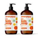 Everyone 3-in-1 Kids Soap, Body Wash, Bubble Bath, Shampoo, 32 Ounce (Pack of 2), Orange Squeeze, Coconut Cleanser with Organic Plant Extracts and Pure Essential Oils (Packaging May Vary)