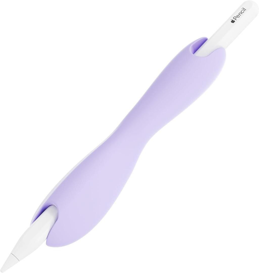 ELETIUO Grip Compatible with Apple Pencil Pro,1st/2nd Generation, USB-C Model, Protective Silicone Sleeve Cover Ergonomic Dual-Head Design Compatible with Magnetic Charging and Double Tap, Purple