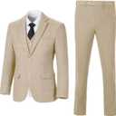 Herringbone Tweed 3 Piece Boys Suits Wool Blend Formal Party Dinner Tuxedo Set Outfit Suit Kids Suit Jacket Blazer Vest Pants for Boy Beige 5