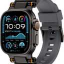FOAMUNOC Rugged Band Compatible with Apple Watch Ultra 3/2/1 Band 49mm/46mm/45mm/44mm/42mm, Metal Connector with Silicone Strap for iWatch Ultra Series 11/10/9/8/7/6/SE3/SE2/SE/5/4/3/2/1, Gray/Black