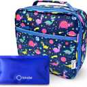 Lunch Box for Kids with Ice Pack, Boys Lunch-Box Insulated Bag for Toddlers Kids Baby Boy Daycare Pre-School Kindergarten, Large Snack Container Boxes for Kid Lunches, Bento Bag, Blue Space Dinosaur