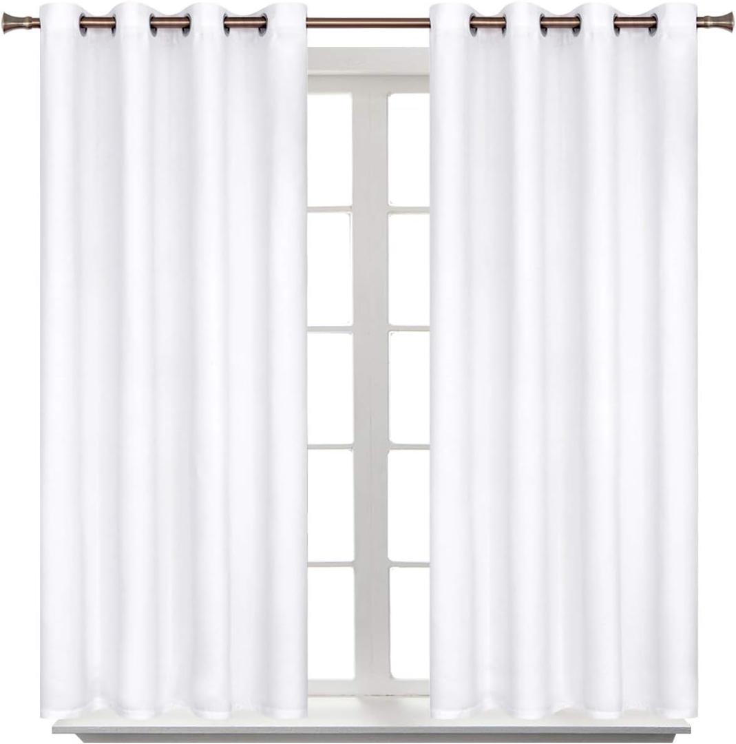 BGment Room Darkening Curtains 54 Inches Long - Grommet Thermal Insulated Drapes Window Treatment Curtains for Bedroom, 2 Panels, 52 x 54 Inch, Pure White