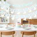 3 x 3 Set One Silly Goose Banner, One Silly Goose Birthday Decorations Boy Baby Shower themed for Goose Party Decor Supplies (Blue)