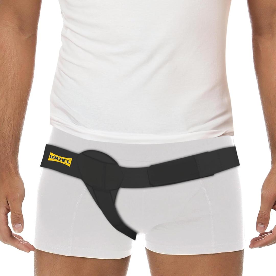 URIEL Right Side Hernia Belts for Men - Inguinal Hernia Belt for Men, Pre and Post Surgery Truss, Size Medium, Black (35.3-39.5 Inches)