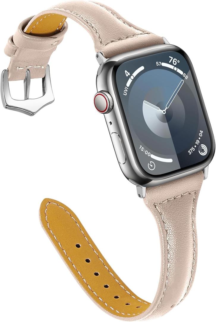 Leather Bands Compatible Apple Watch Bands For Women 38mm/40mm/41mm/42mm(series 11/10), Top Grain Leather Band Replacement Strap for iWatch Ultra SE SE2 Series 11 10 9 8 7 6 5 4 3 2 1
