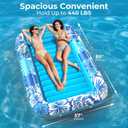 Inflatable Tanning Pool Lounger Float with Protection Tarp, 85" x 57" Pool Floats Adult with Pillow, 6 in 1 Suntan Tub Raft Floatie, Sunbathing Water Bed Lounge Blow Up Kids Ball Pit Party Gifts-Blue, X-Large