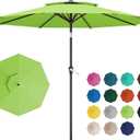 10FT 2-Tiers Outdoor Patio Umbrella, Outdoor Table Umbrella with Push Button Tilt and Crank, Vented Large Market Umbrella 8 Sturdy Ribs UV Protection for Pool, Backyard, Garden (Apple Green)