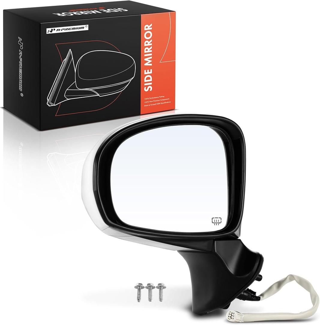 A-Premium Driver Side Power Door Mirror Compatible with Toyota Prius V 2012 2013 2014 2015 2016 2017 - Heated Manual Folding White Outside Rear View Mirror, Left Driver Side