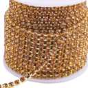 KAOYOO 10 Yards 4MM Crystal Rhinestone Close Chain Trim for Sewing Crafts,DIY Decoration (SS16/4.0mm, Golden with Topaz Beads)